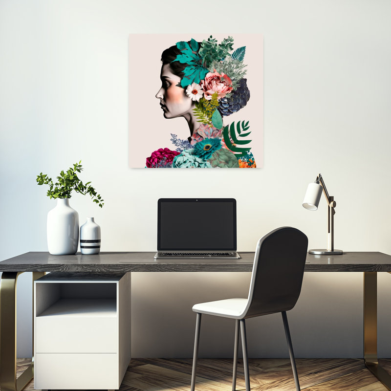 Art floral contemporain urbain à profil floral, H 18 po x l 18 po