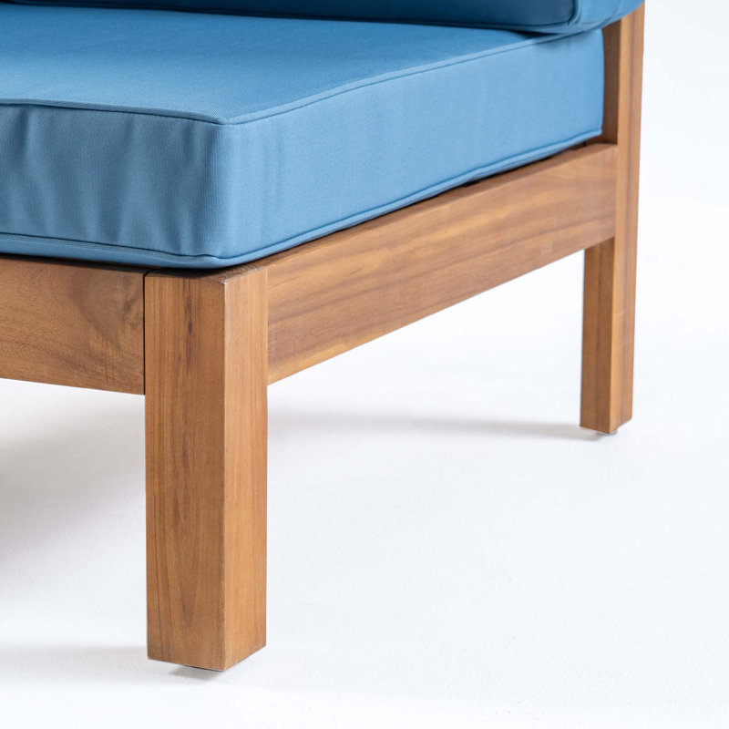 Chaise d'angle Oana, Coussin bleu / structure en bois