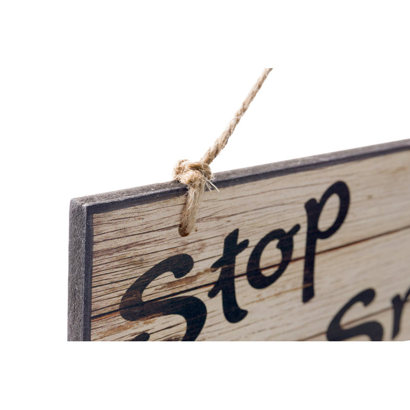 Stop Smile Breathe Textual Art Print on Wood