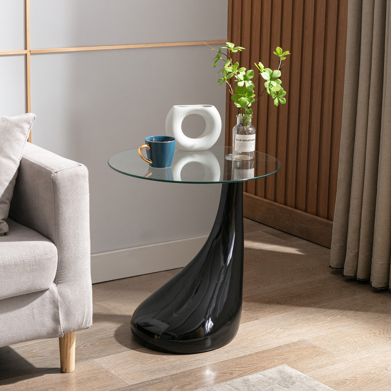 Artidiello Glass Top End Table, Black