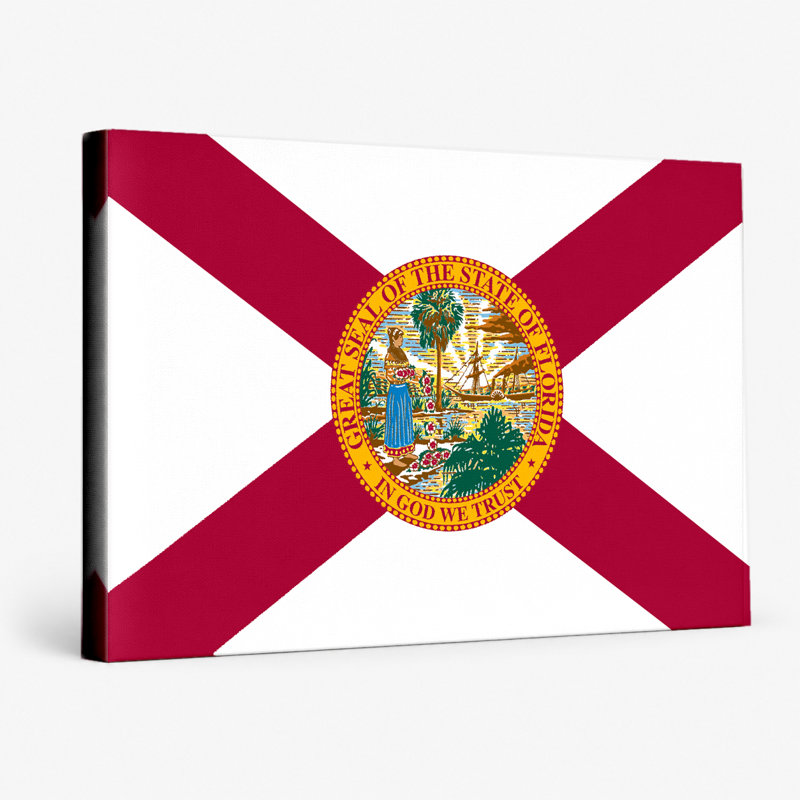 Florida State Flag - Art mural sur toile paysage, H 8 po x l 10 po