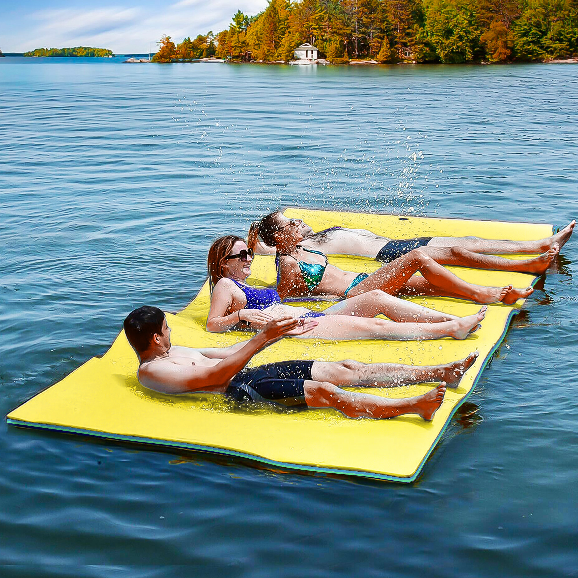 Layer Floating Oasis Water Pad 9 x 6 Water Sports Mat Float Island Utility  Mats Floating Mat