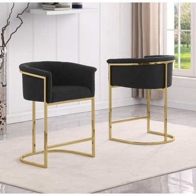 Barstool & Counterheight Chairs with Boucle Fabric Upholstery and Chrome Base