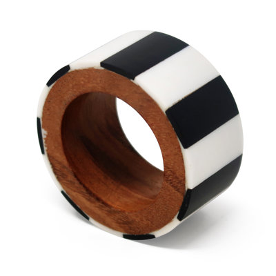 S/4 Napkin Rings Black & White
