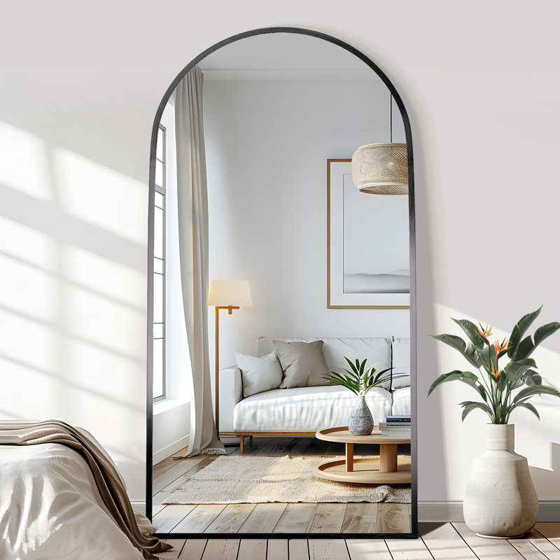 Metal Arch Mirror, 75" x 36", Black