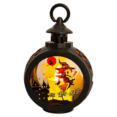 Halloween, lampe à vent ronde et citrouille à DEL rétro petite veilleuse portative, décoration d'Halloween, petits ornements