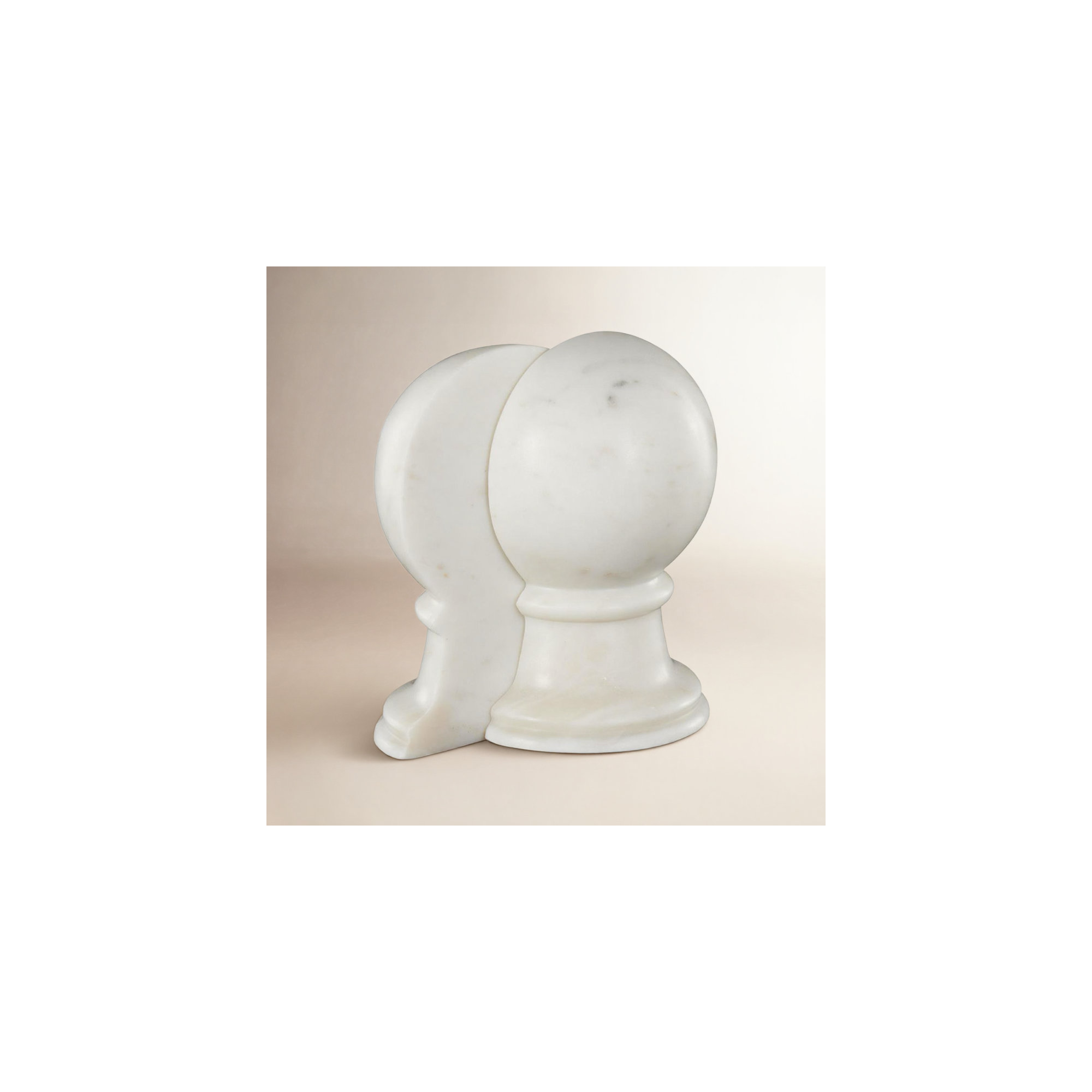 Cole And Grey Marble Sleek Orb Globe Bookends, White