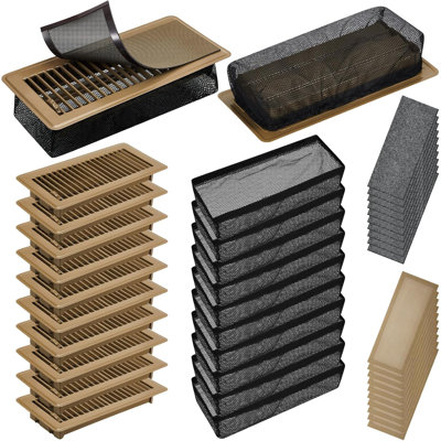 40 Pcs 4" x 10" Floor Register Set Include Metal Vent Covers for Home Air Registers Metal Magnetic Covers Register Cover Traps Vent Screen Mesh Filters