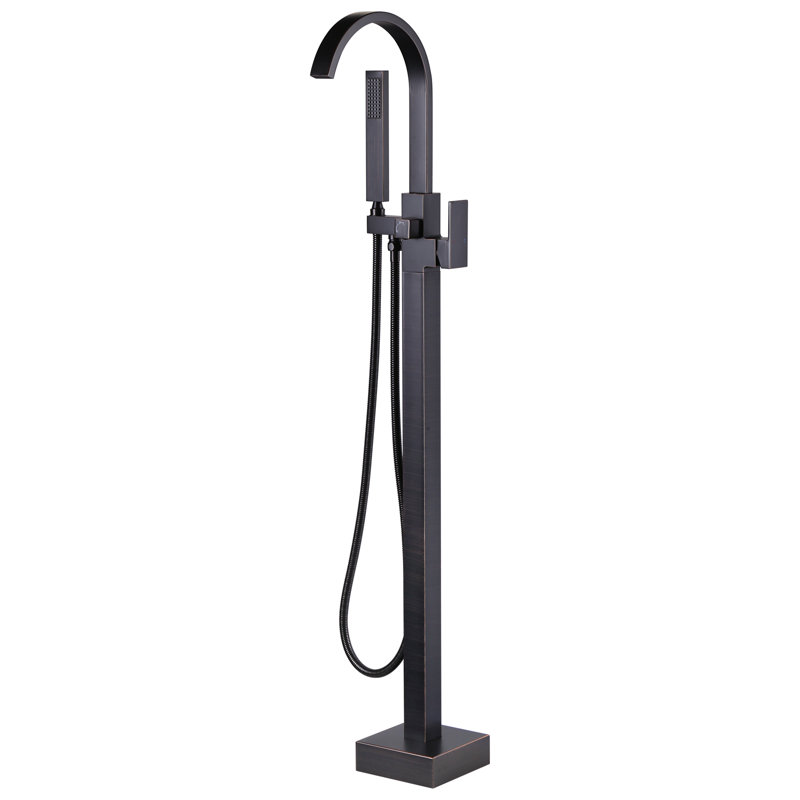 1 Handle Bathroom Freestanding Tub Filler with Diverter, Oil Rubbed Bronze