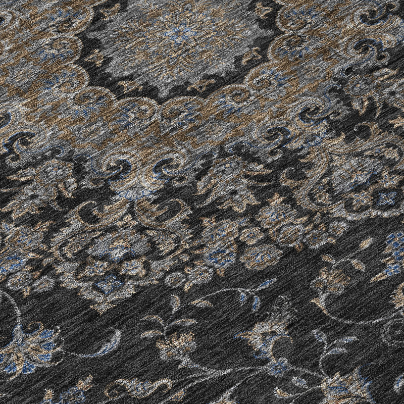 Tapis lavable à la machine intérieur / extérieur ACN2543 Global Chantille, Noir, 5 pi x 7 pi 6 po