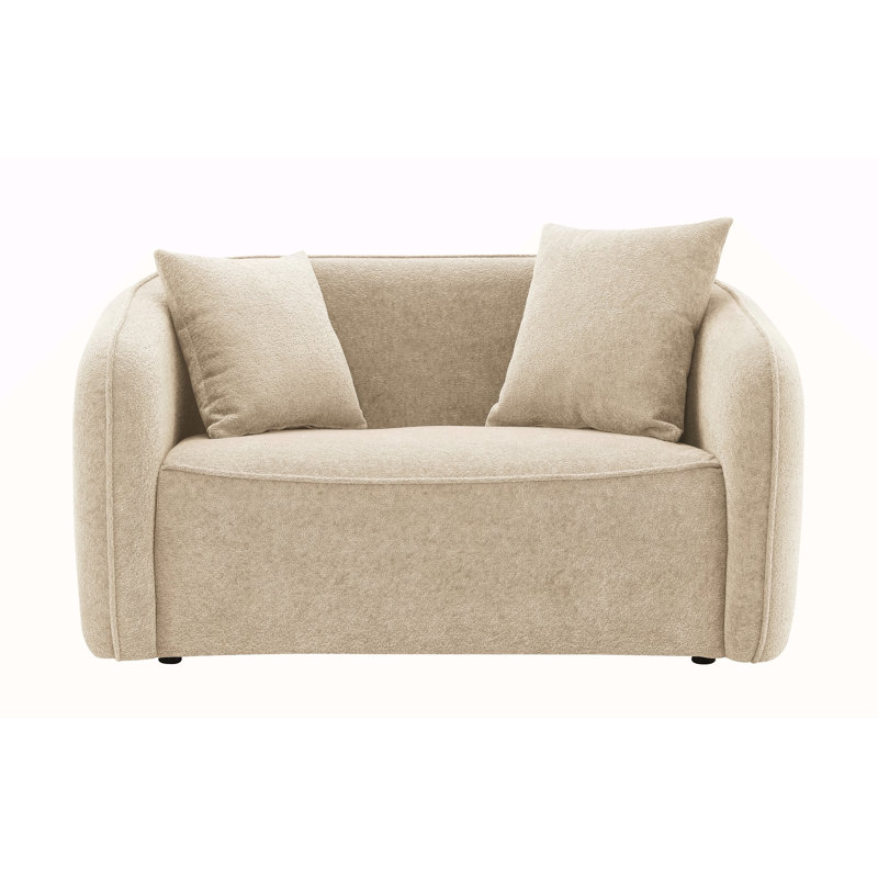 Causeuse Keith en chenille beige avec 2 coussins décoratifs assortis, Beige