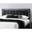 Lit double moderne avec tissu en laine gris anthracite, tête de lit capitonnée Channel, éclairage à DEL intégré et plateforme en laine de style contemporain, sans sommier tapissier