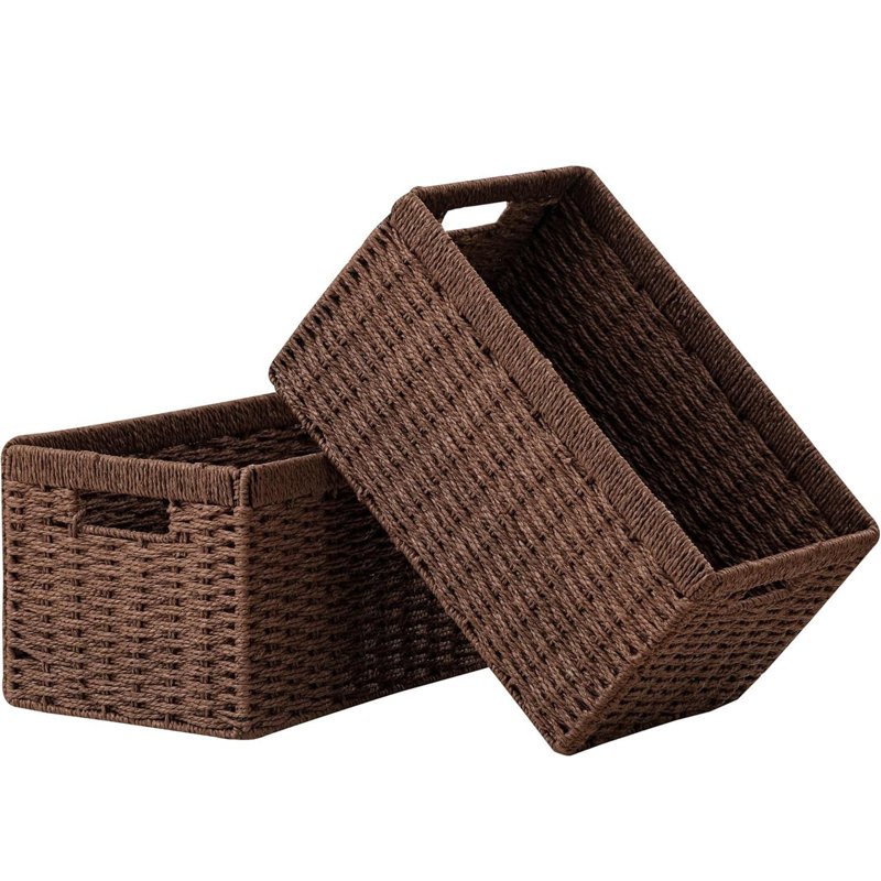 Highland Dunes Paper Decorative Basket, Brown