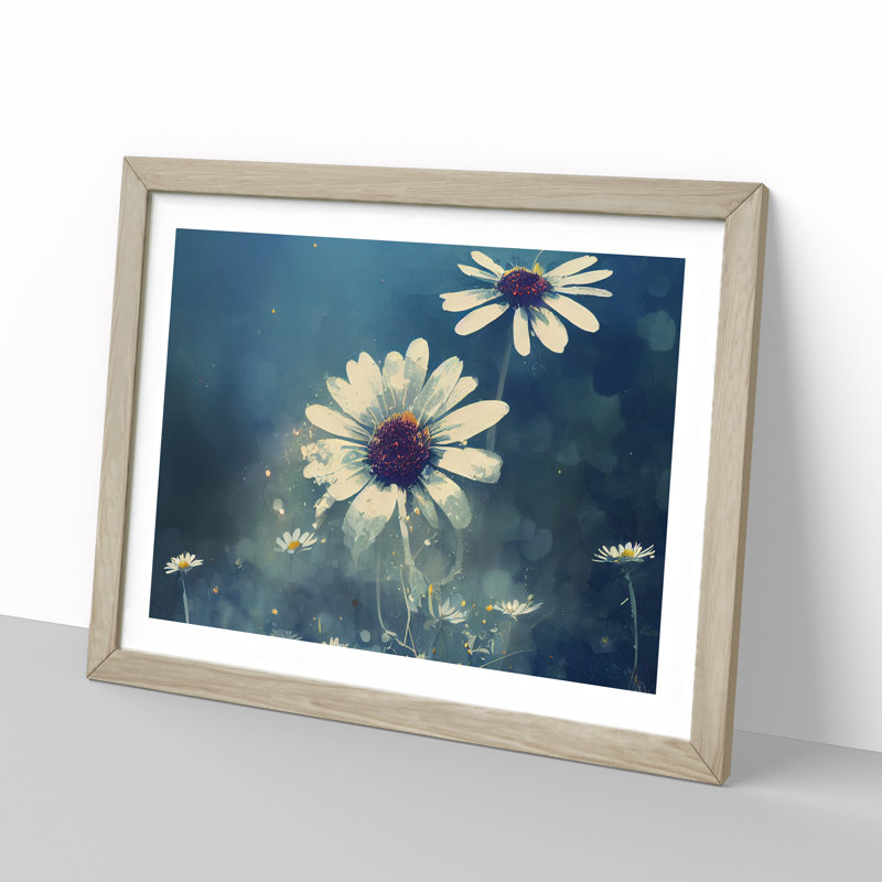 Glamorous Daisy Flowers - Framed Print, 34cm H x 46cm W x 2cm D, Oak