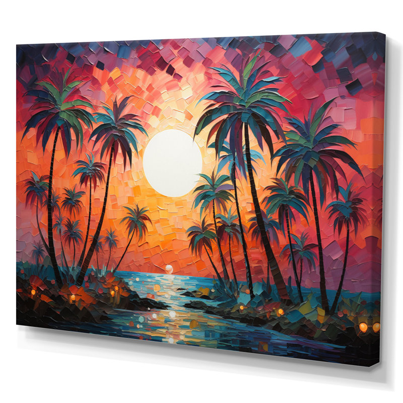 «Orange Orange Palm Trees», reproduction abstraite sur toile, H 24 po x l 32 po x P 1 po, Toile tendue
