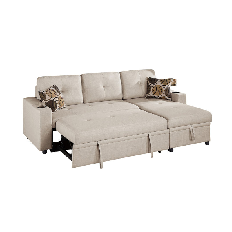 Canapé modulaire convertible en tissu Dorris, H 35 po x l 84 po x P 60 po, Beige