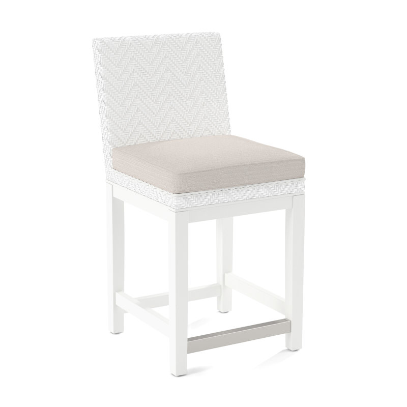 Upholstered Stool, Frost White Finish, White Textured Performance; 0865-91