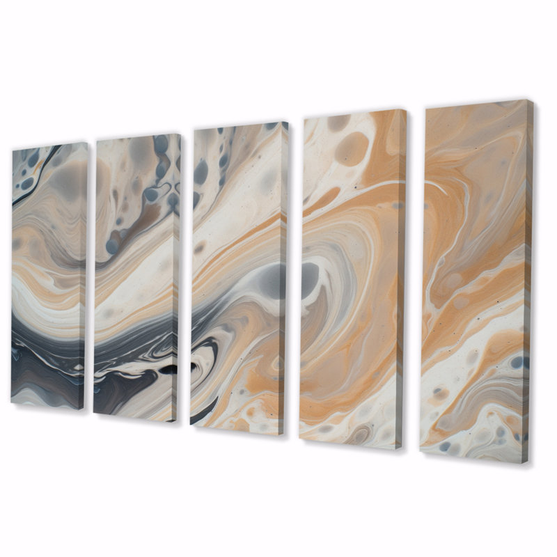 Abstrait marbré avec reproduction de l'espace - Reproduction d'art sur toile, 5 fractales