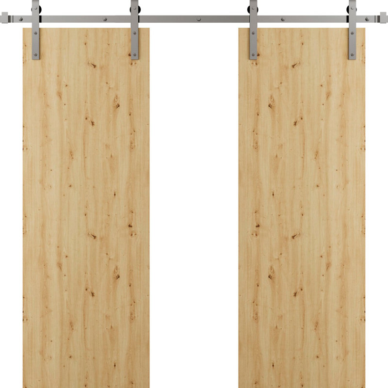Porte de grange moderne - ESSENTIEL 8001 - Ensemble de quincaillerie lourde sur rail 6,6 pi - Portes intérieures à panneau plein