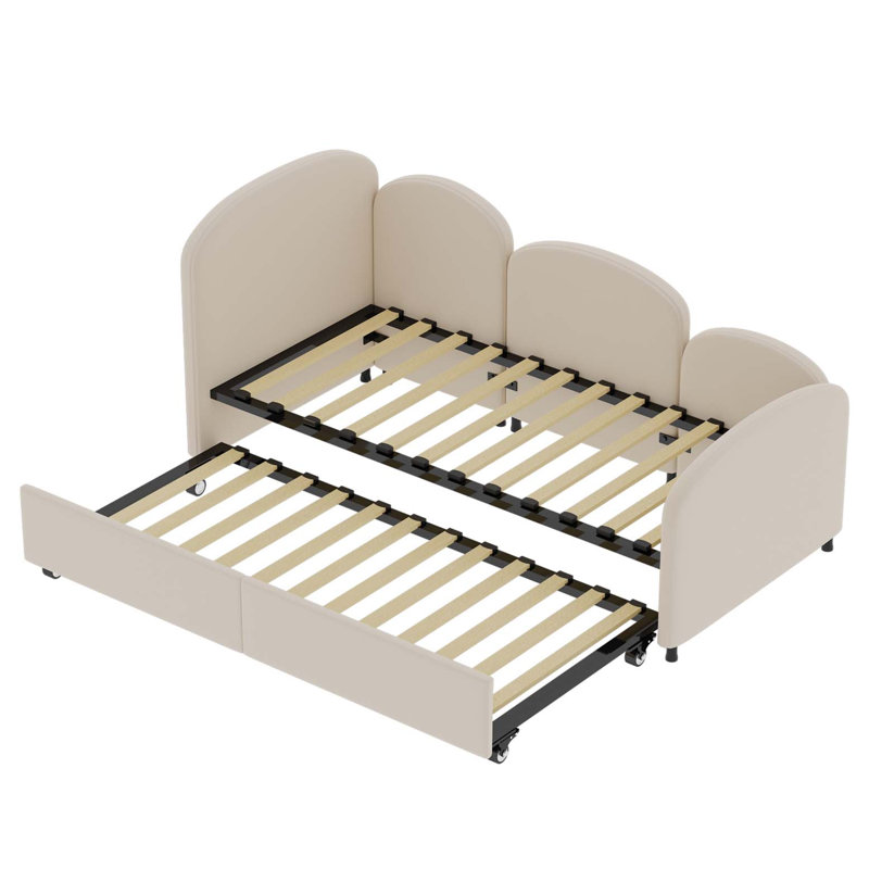 Lit de jour rembourré en velours avec tiroirs Gabel, Beige