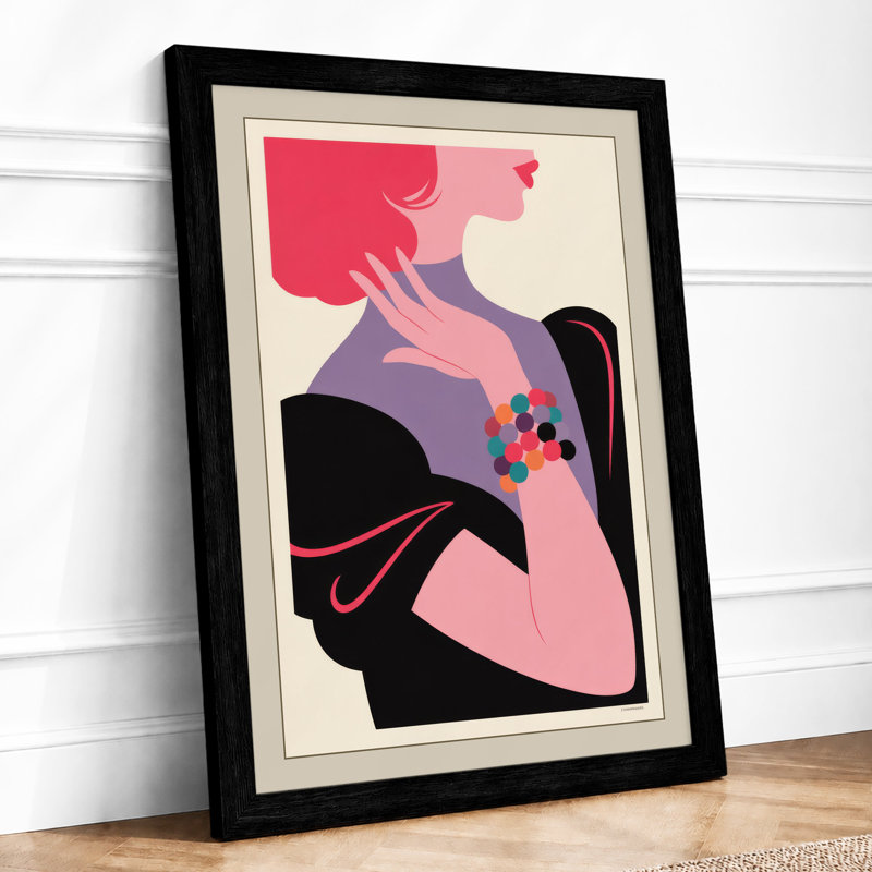 Figure in Repose Mid-Century - Framed Print, A4 - 29.7 x 21.0 cm, Black