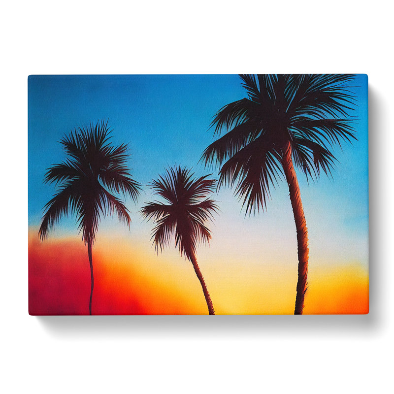 Masterful Palm Tree Sunset - Wrapped Canvas, 50cm H x 76cm W x 3cm D