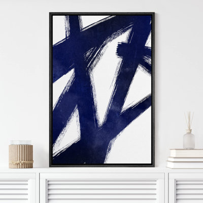 " Navy Blue Grunge Paint Stroke Landscape Woodland "