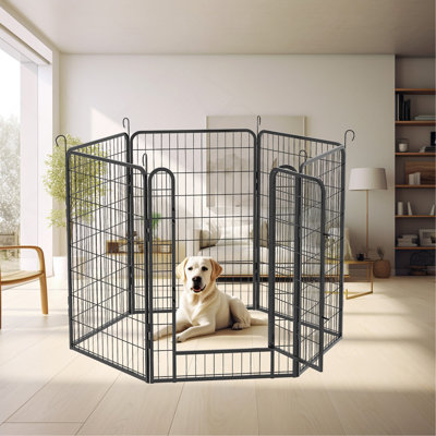 Parc pour enfants en métal 6 panneaux avec barrière, 39,37 "H