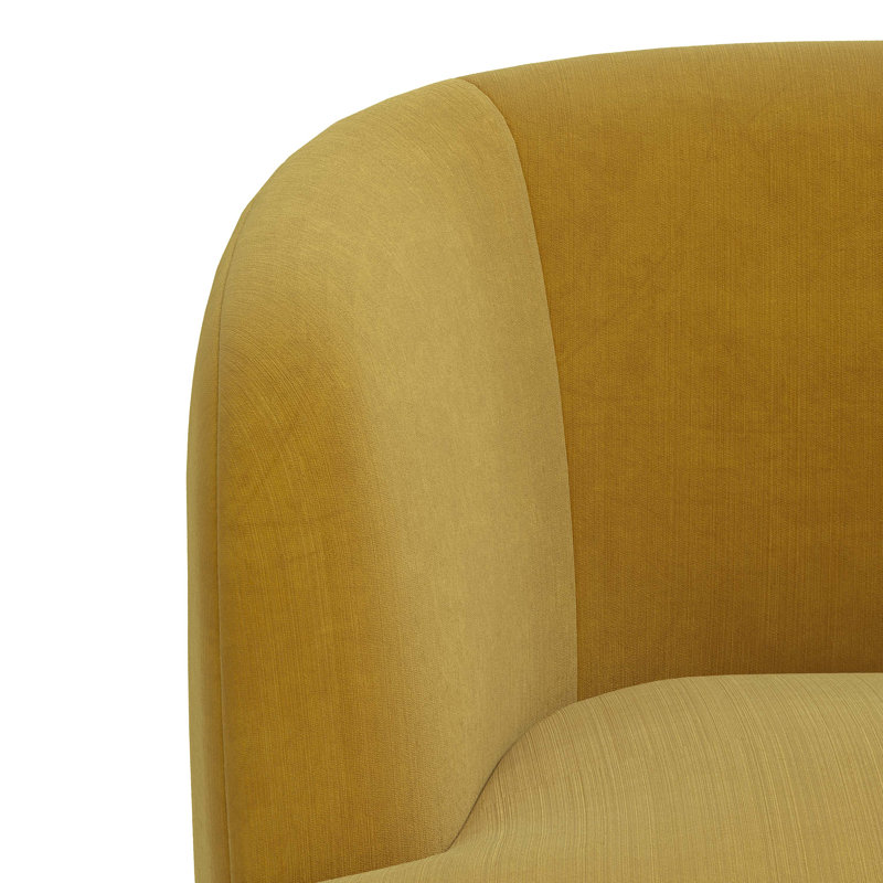 Fauteuil demi-tonneau pivotant Mina, Velours moutarde