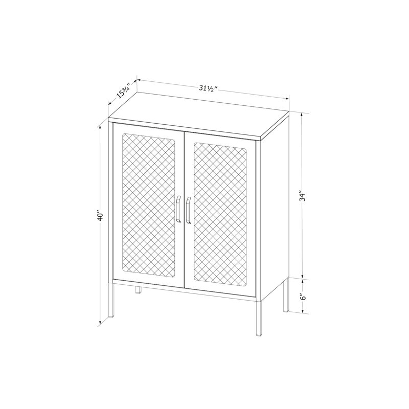 Sage Green Metal Mesh 2-Door Storage Cabinet with Adjustable Shelves