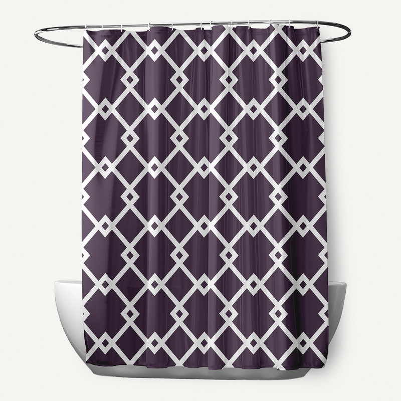 Joshi Geometric Shower Curtain, Purple