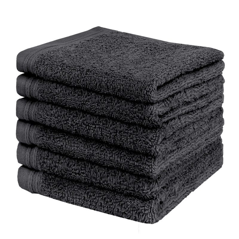 Alexandra 100% Cotton Washcloth Towel, Dark Gray