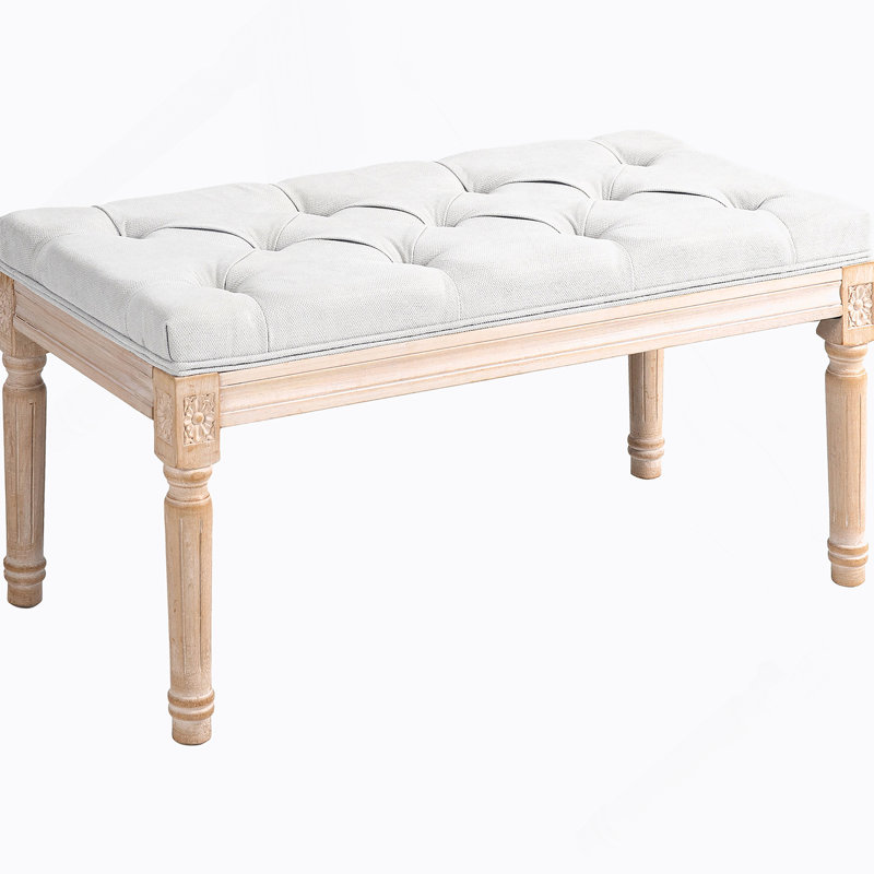 Fin de banc de lit, banc de chambre rembourré, blanc crème