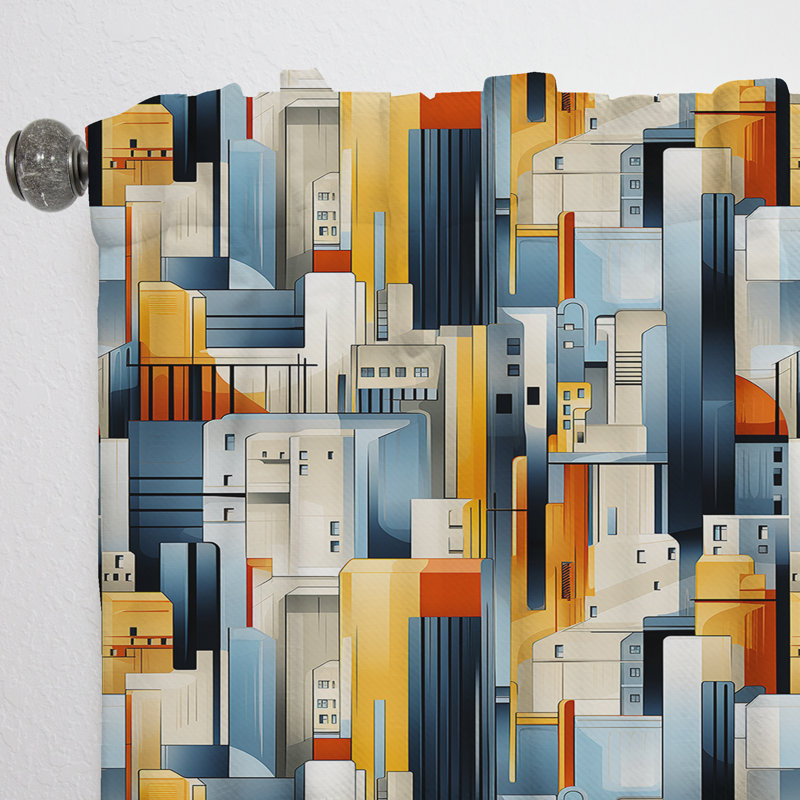 Rideau obscurcissant rayé Cityscape Lines Embrace - 1 panneau, L 52 po x L 84 po