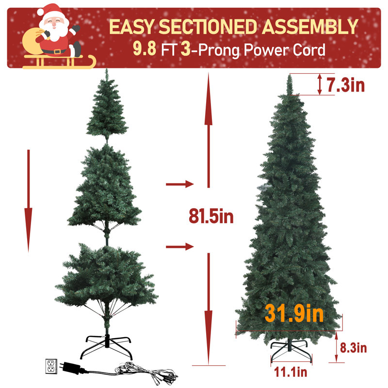 Sapin de Noël artificiel éclairé Slender, 6'