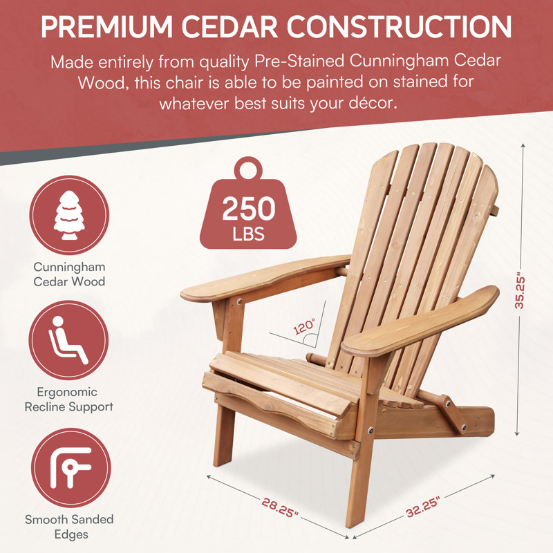 Chaise Adirondack pliante en bois (pré-assemblée, teintée)