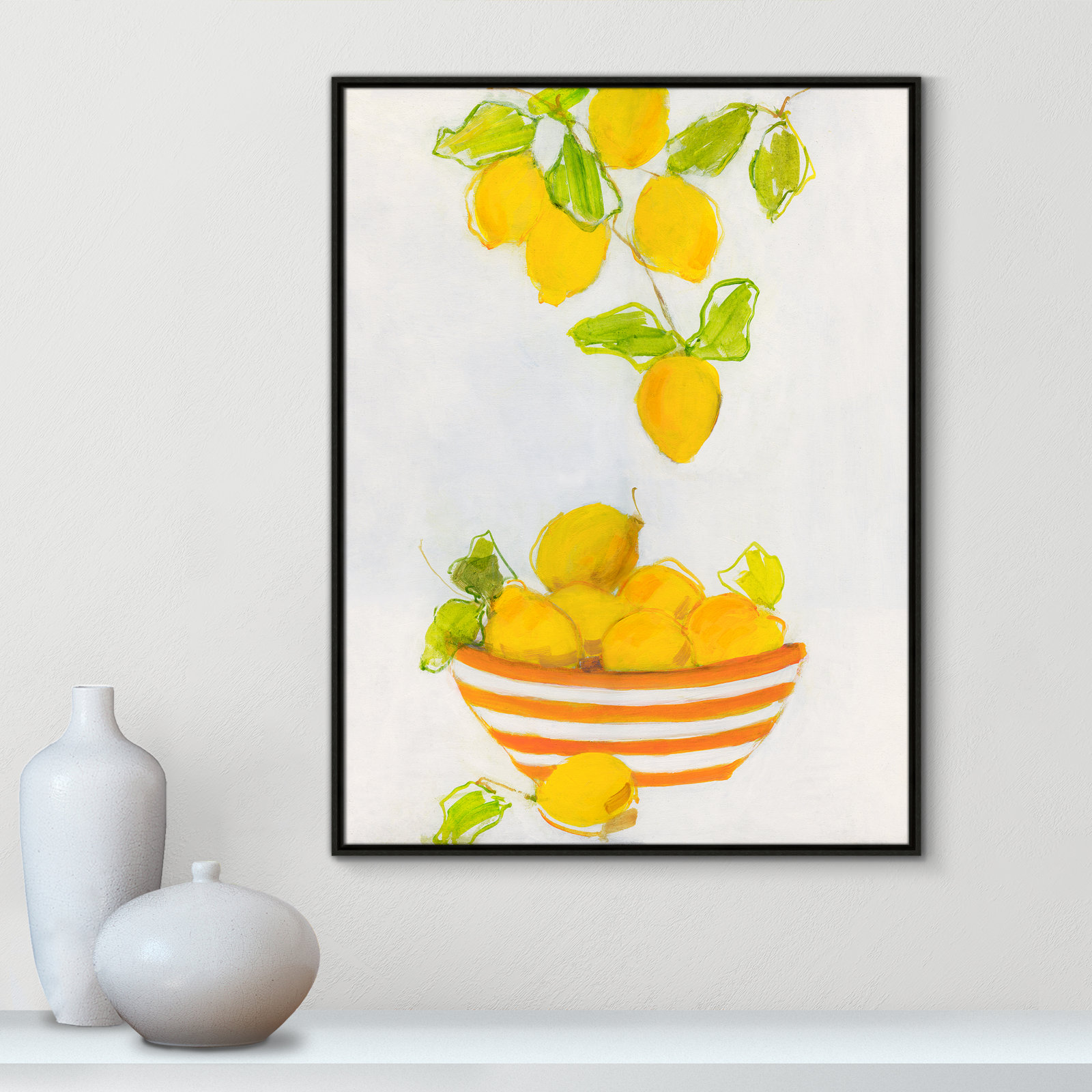 Darcy "Lemonlicious" Painting by Sally Swatland, 41.5" H x 31.5" W x 2" D, Espresso Framed Canvas