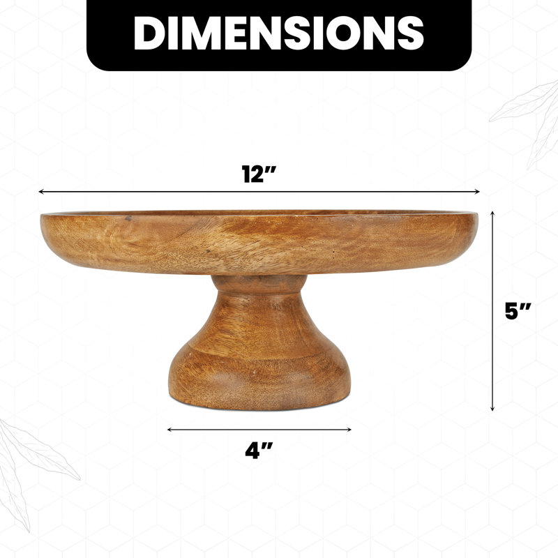 12" Mango Wood Footed Fruit Bowl Stand
