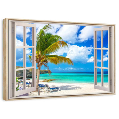Vue de la fenêtre de la plage blanche