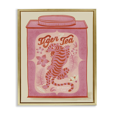 «Tiger Tea», art mural encadré sur toile flottante par Carrie Cantwell