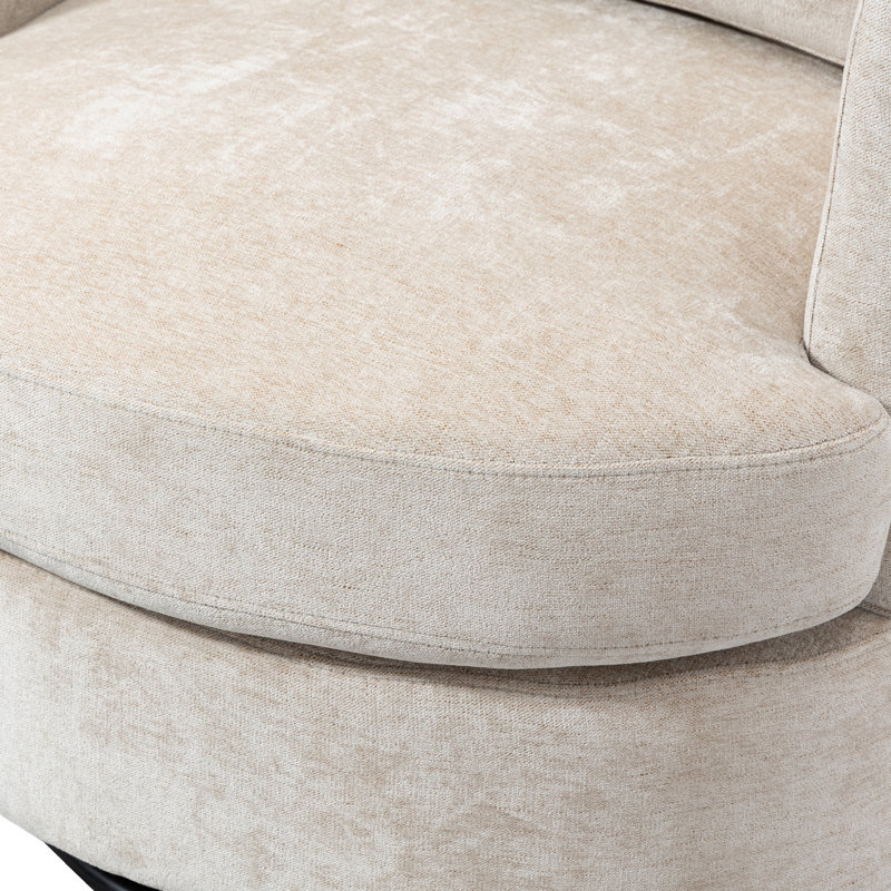 Ottelia 32'' Wide Slipcovered Swivel Barrel Chair, Beige Chenille