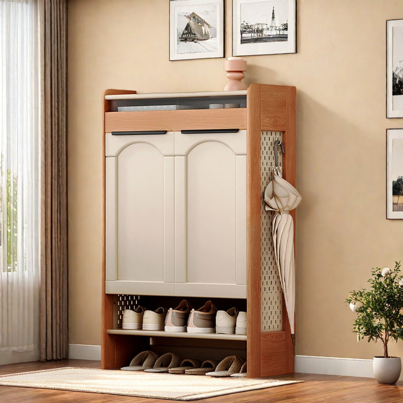 Armoire de rangement pratique pour chaussures en fer et bois massif