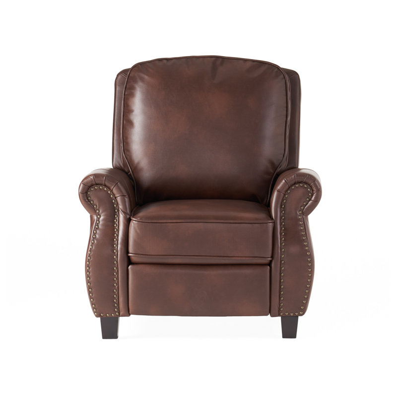 Fauteuil inclinable classique en cuir de polyuréthane avec garniture cloutée Neville Brown