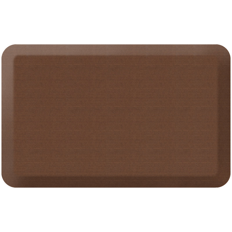 Solid Color Anti-Fatigue Non-Skid Kitchen Mat, 1'8" x 2'8", Pecan