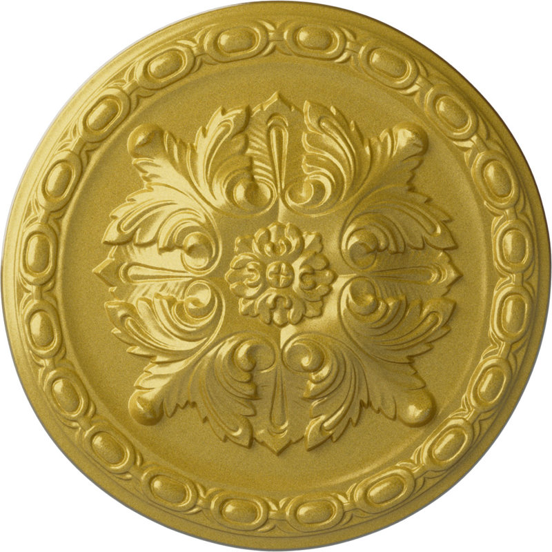Médaillon de plafond Endurathane Stockport, DE 11 3/4 po x P 3/8 po, finition or riche peinte à la main, Doré intense