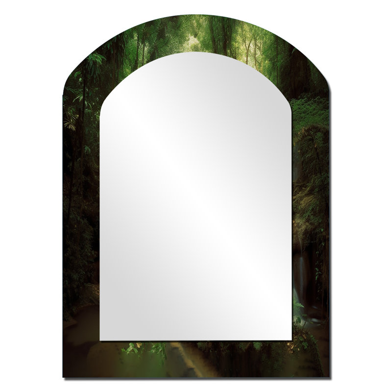 Miroir mural Waterfall In Dense Forest II - Green Arch, 34 po x 25 po