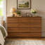 Commode double à 12 tiroirs en noyer au design moderne, grand meuble de rangement pour chambre à coucher