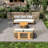 Solid Acacia 5-Seat Sofa Set With Round Coffee Table