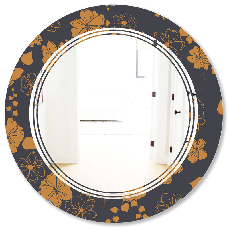 Triple C Cottage Americana Frameless Wall Mirror, 31.5" H x 31.5" W, Triple C Hand-drawn Poppies II 