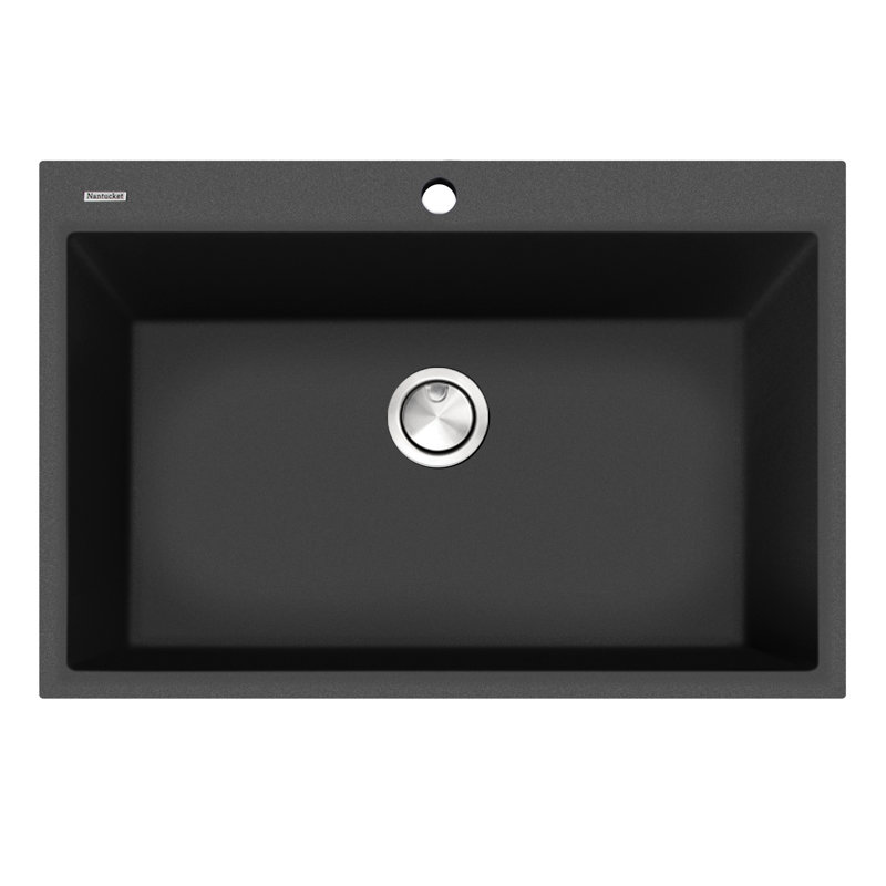 Plymouth 33'' L Single Basin Kitchen Sink, Black